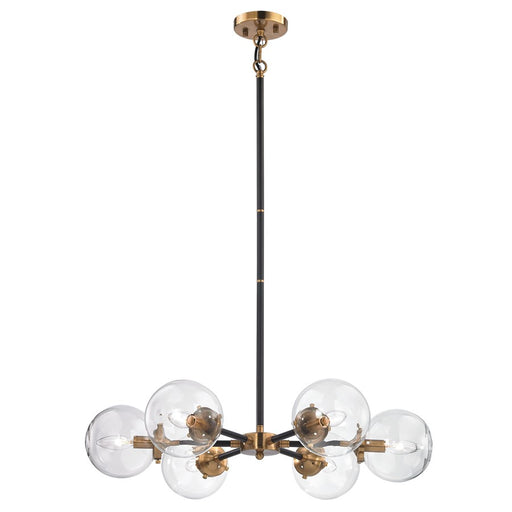 Atlas Lighting Boudreaux 28'' Wide 6Lt Chandelier, Black/Gold/Clear