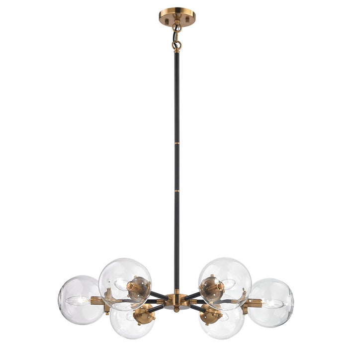Atlas Lighting Boudreaux 28'' Wide 6Lt Chandelier, Black/Gold/Clear