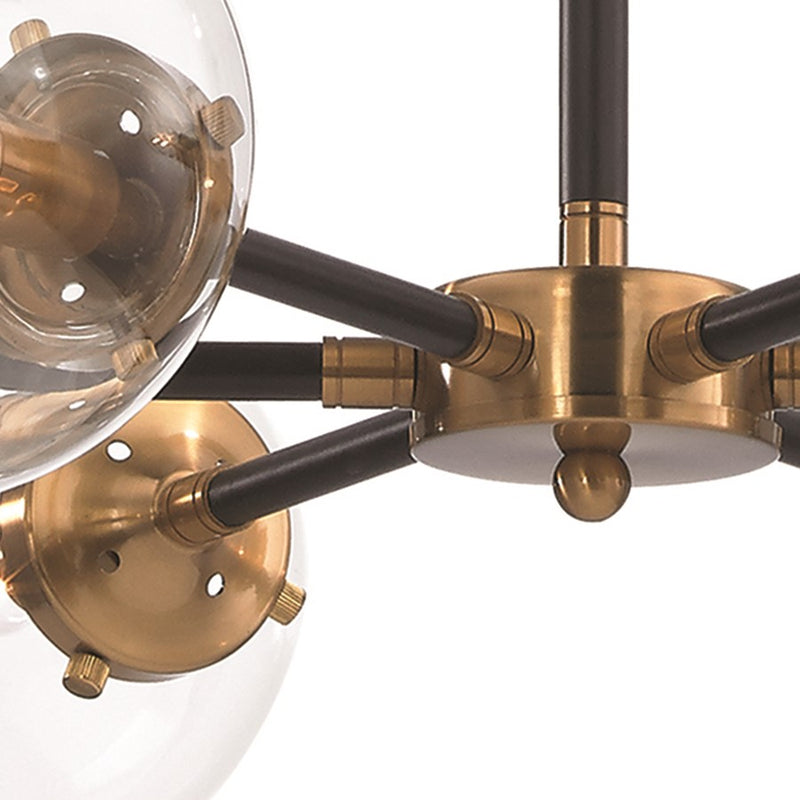 Atlas Lighting Boudreaux 28'' Wide 6Lt Chandelier, Black/Gold/Clear