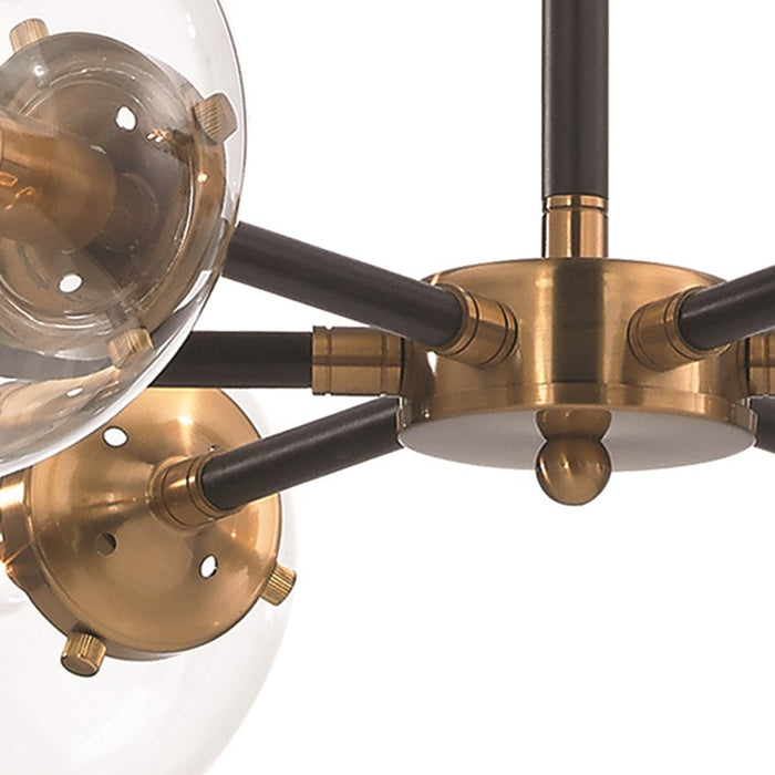 Atlas Lighting Boudreaux 28'' Wide 6Lt Chandelier, Black/Gold/Clear