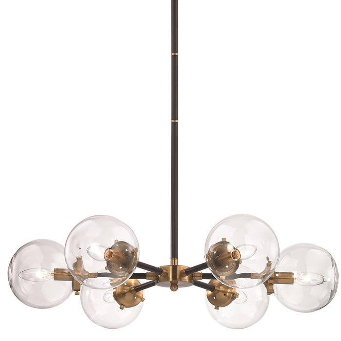 Atlas Lighting Boudreaux 28'' Wide 6Lt Chandelier, Black/Gold/Clear