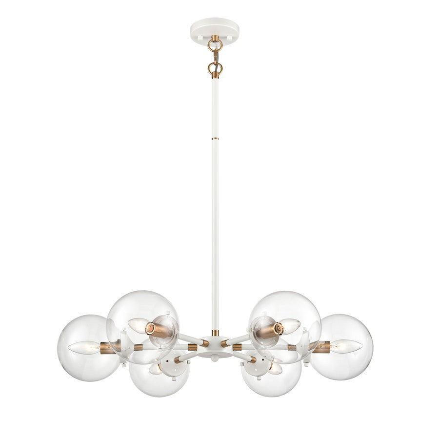 Atlas Lighting Boudreaux 28''W 6Lt Chandelier, Matte White/Clear