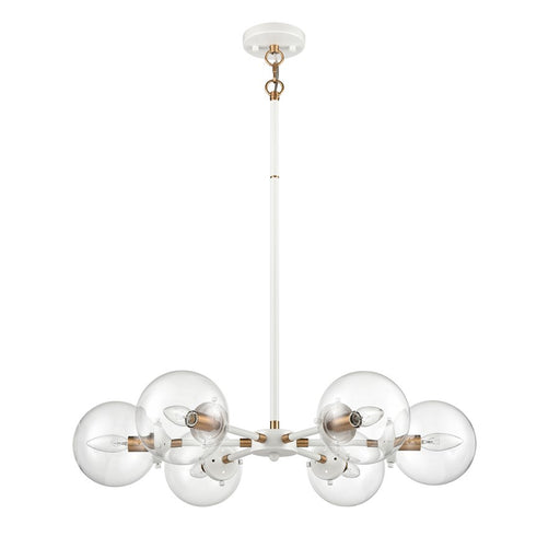 Atlas Lighting Boudreaux 28''W 6Lt Chandelier, Matte White/Clear
