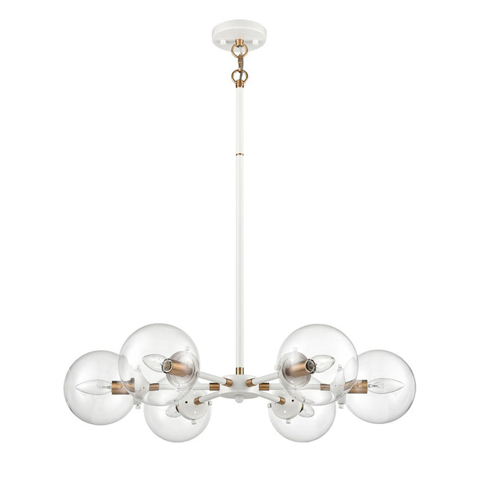 Atlas Lighting Boudreaux 28''W 6Lt Chandelier, Matte White/Clear