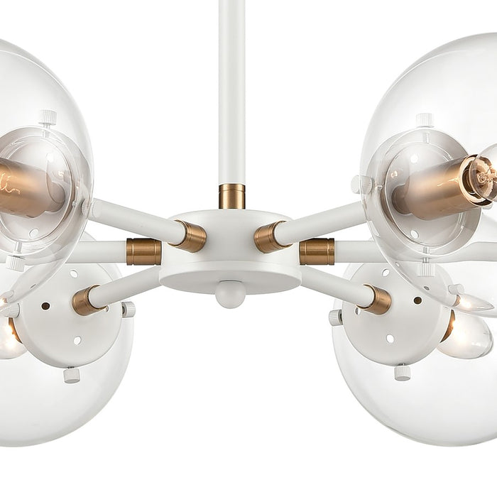 Atlas Lighting Boudreaux 28''W 6Lt Chandelier, Matte White/Clear