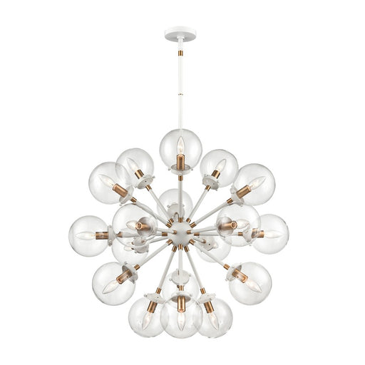 Atlas Lighting Boudreaux 32''W 18Lt Chandelier, Matte White/Clear