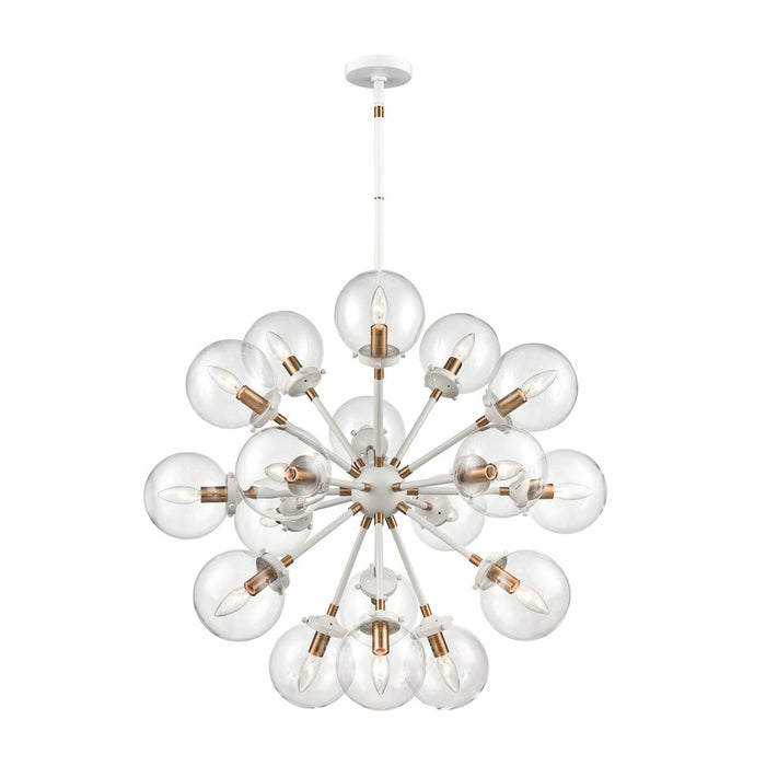 Atlas Lighting Boudreaux 32''W 18Lt Chandelier, Matte White/Clear
