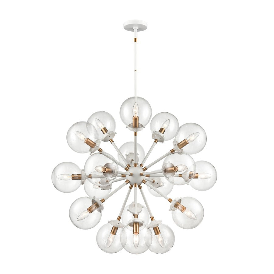 Atlas Lighting Boudreaux 32''W 18Lt Chandelier, Matte White/Clear