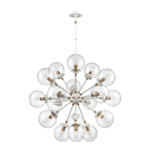 Atlas Lighting Boudreaux 32''W 18Lt Chandelier, Matte White/Clear