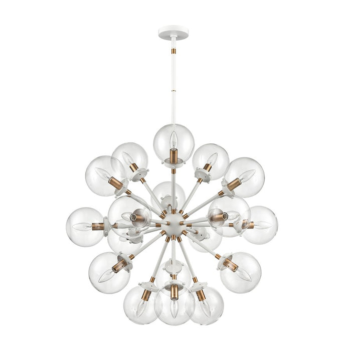 Atlas Lighting Boudreaux 32''W 18Lt Chandelier, Matte White/Clear