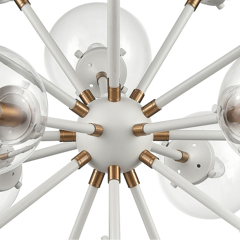 Atlas Lighting Boudreaux 32''W 18Lt Chandelier, Matte White/Clear