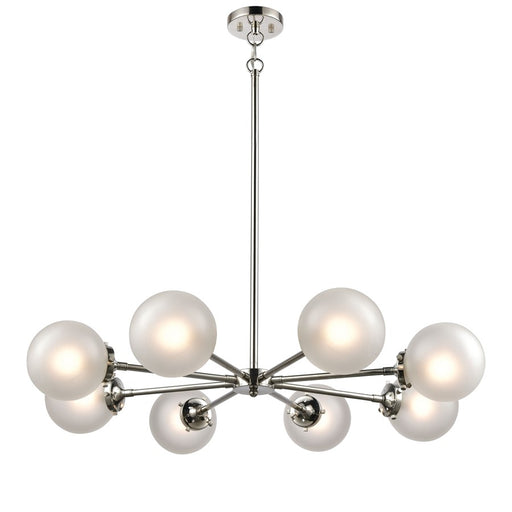 Atlas Lighting Boudreaux 36'' Wide 8Lt Chandelier, Nickel/White