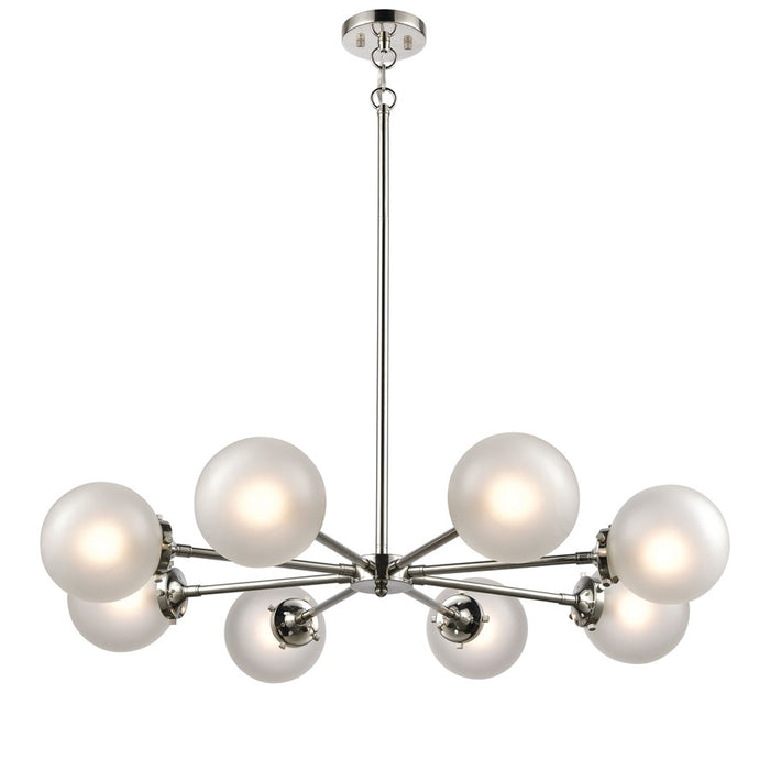 Atlas Lighting Boudreaux 36'' Wide 8Lt Chandelier, Nickel/White