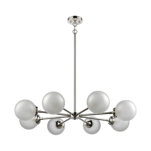 Atlas Lighting Boudreaux 36'' Wide 8Lt Chandelier, Nickel/White