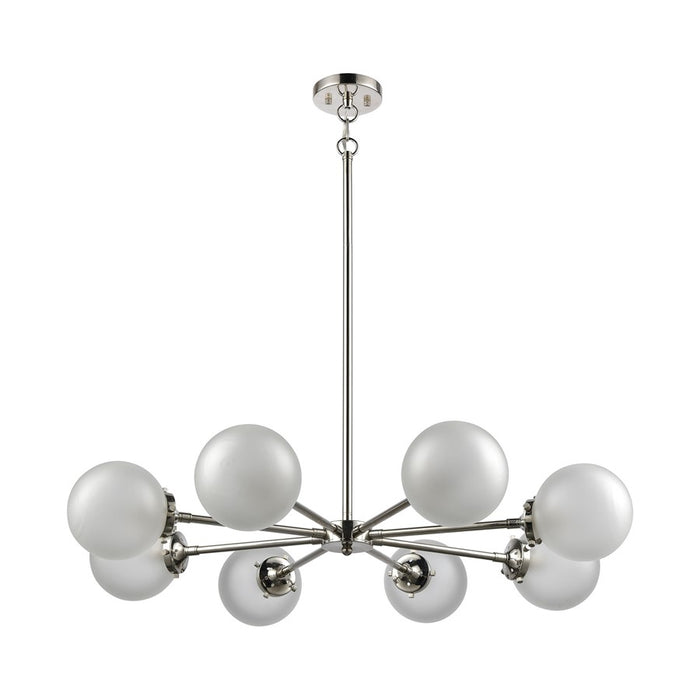 Atlas Lighting Boudreaux 36'' Wide 8Lt Chandelier, Nickel/White