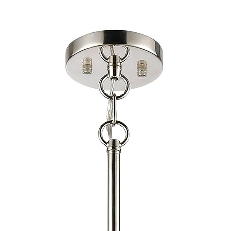 Atlas Lighting Boudreaux 36in 8-Light Chandelier | Mid-Century Polished Nickel with Frosted White Glass | Kitchen Island & Dining | Model CL11090-NK