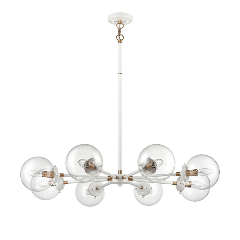 Atlas Lighting Boudreaux 36''W 8Lt Chandelier, Matte White/Clear