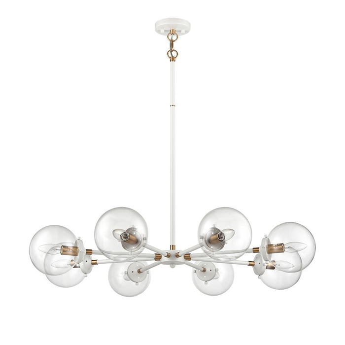 Atlas Lighting Boudreaux 36''W 8Lt Chandelier, Matte White/Clear