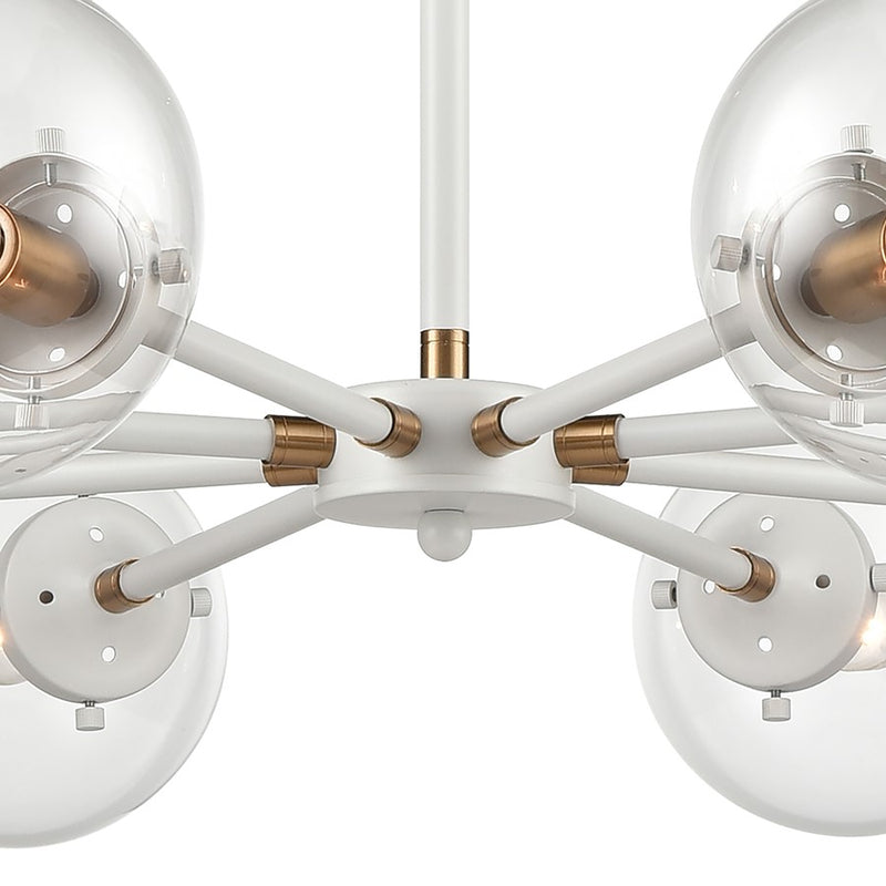 Atlas Lighting Boudreaux 36''W 8Lt Chandelier, Matte White/Clear
