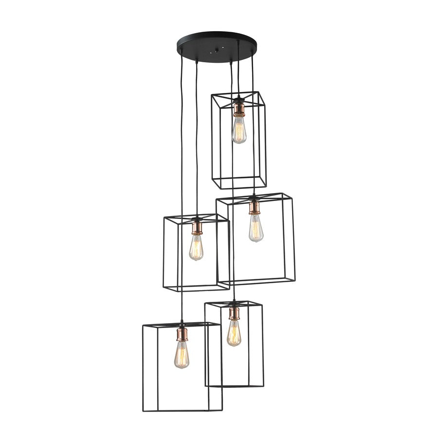 Atlas Lighting Box 21'' Wide 5Lt Chandelier, Oil Rubbed Bronze