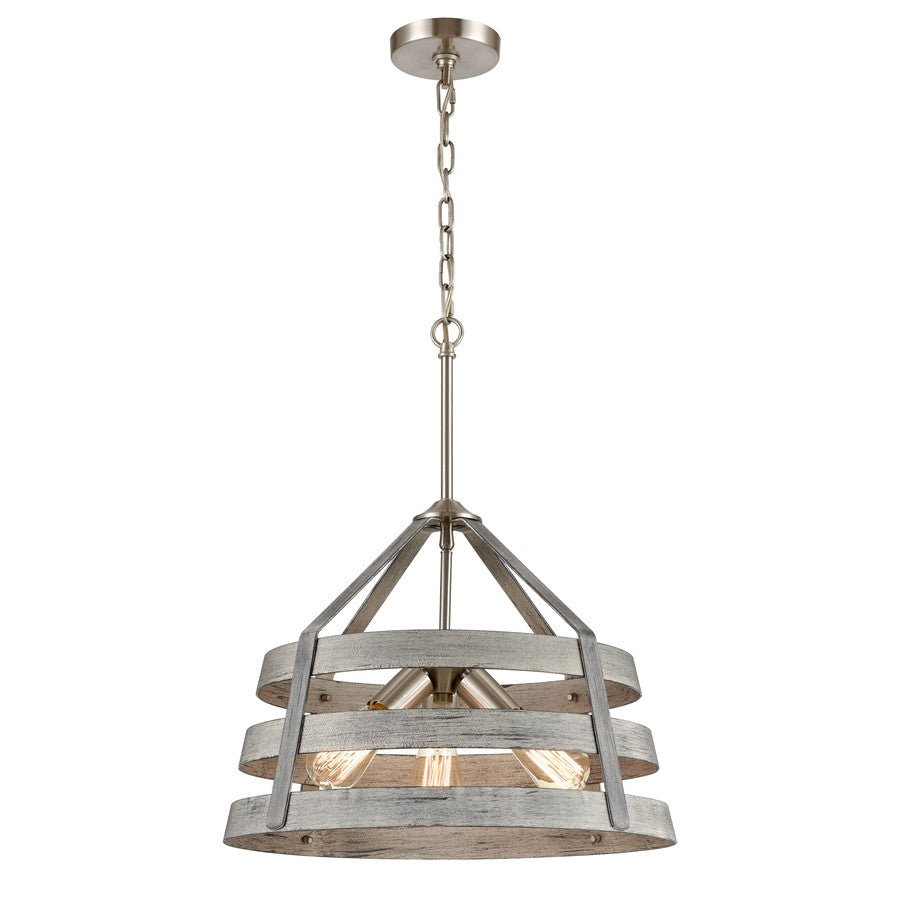 Atlas Lighting Brigantine 18'' Wide 3Lt Chandelier, Driftwood/Gray