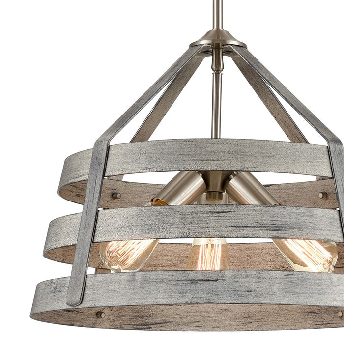 Atlas Lighting Brigantine 18'' Wide 3Lt Chandelier, Driftwood/Gray