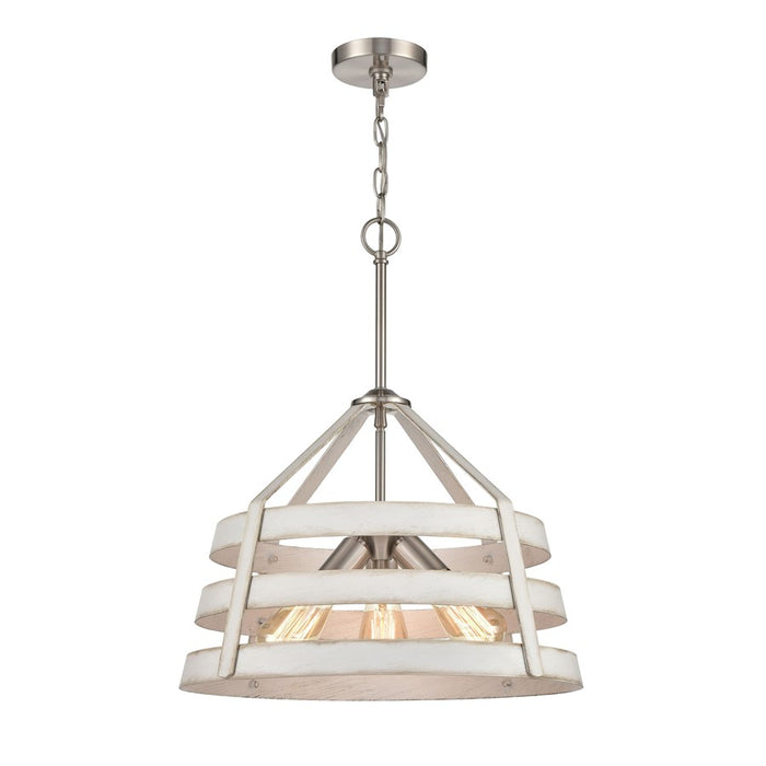 Atlas Lighting Brigantine 18''W 3Lt Chandelier, Nickel/Beige/White
