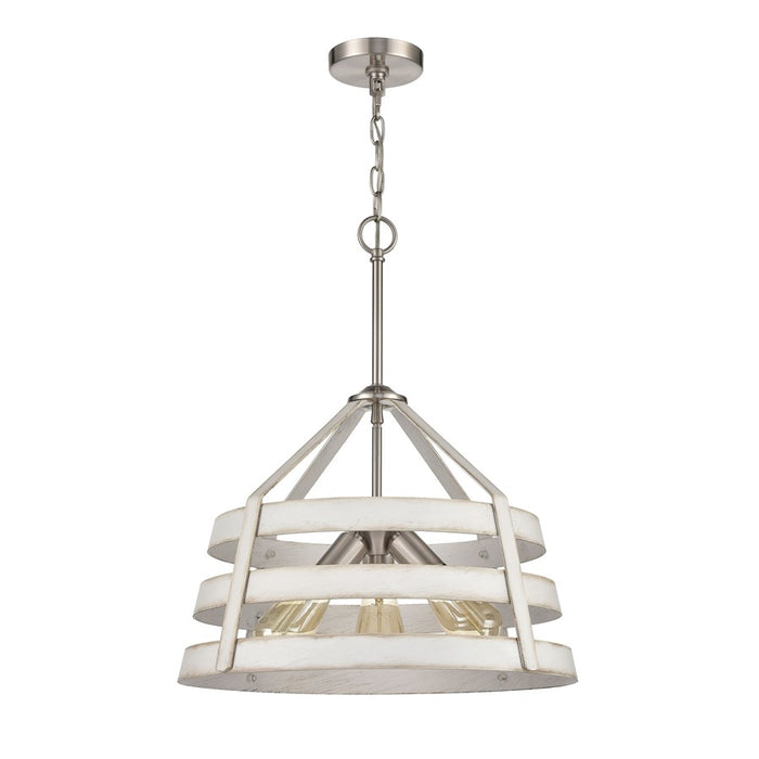 Atlas Lighting Brigantine 18''W 3Lt Chandelier, Nickel/Beige/White