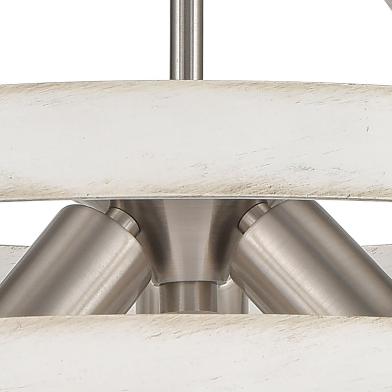 Atlas Lighting Brigantine 18in 3-Light Chandelier | Transitional Weathered White and Satin Nickel Metal Shade | Kitchen Island | Model CL11093-WH
