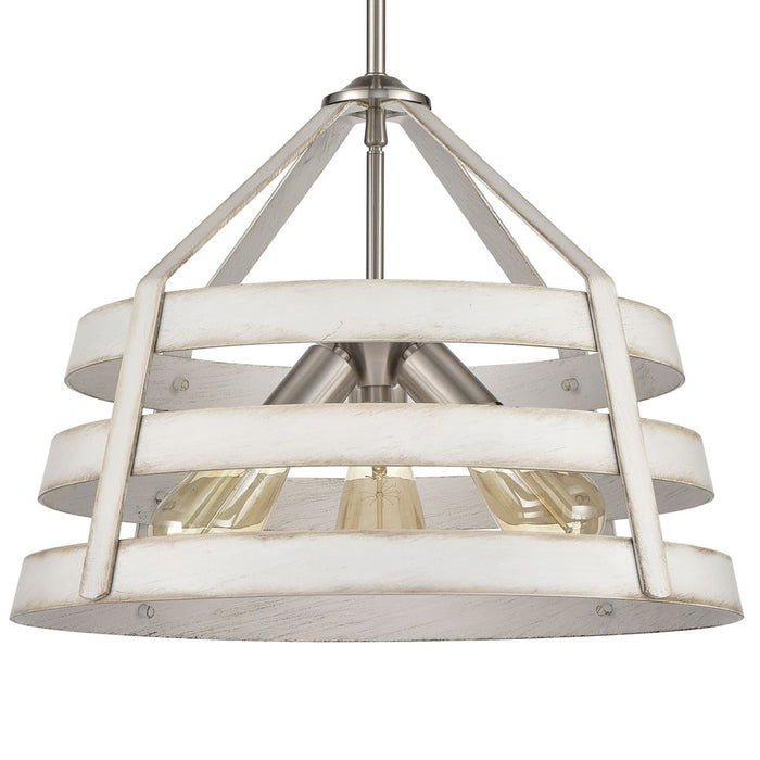 Atlas Lighting Brigantine 18''W 3Lt Chandelier, Nickel/Beige/White