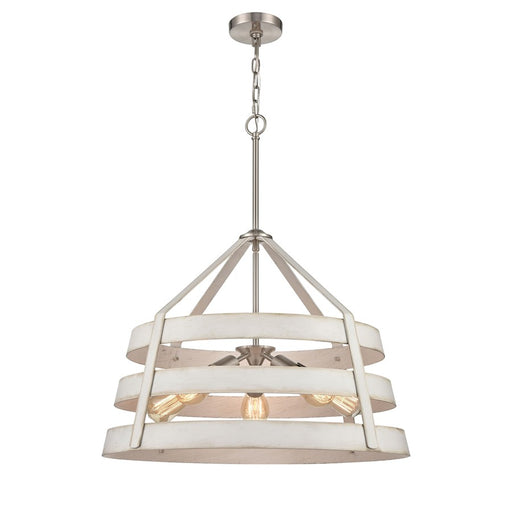 Atlas Lighting Brigantine 24''W 5Lt Chandelier, Nickel/Beige/White