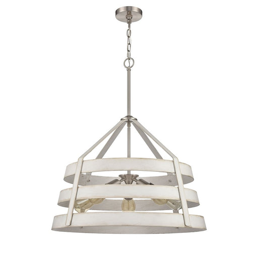 Atlas Lighting Brigantine 24''W 5Lt Chandelier, Nickel/Beige/White