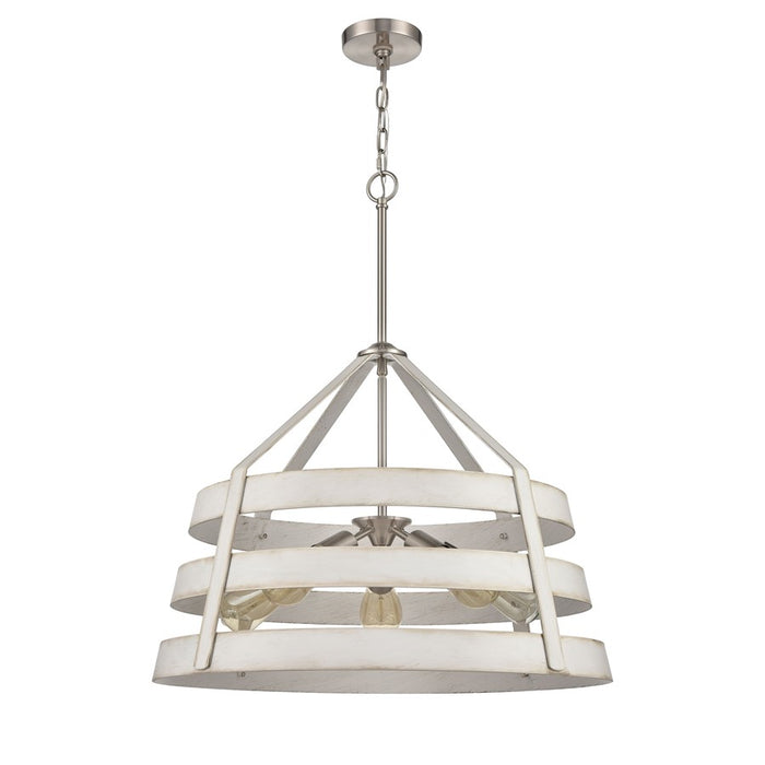 Atlas Lighting Brigantine 24''W 5Lt Chandelier, Nickel/Beige/White