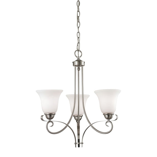 Atlas Lighting Brighton 20'' Wide 3Lt Chandelier, Nickel/White