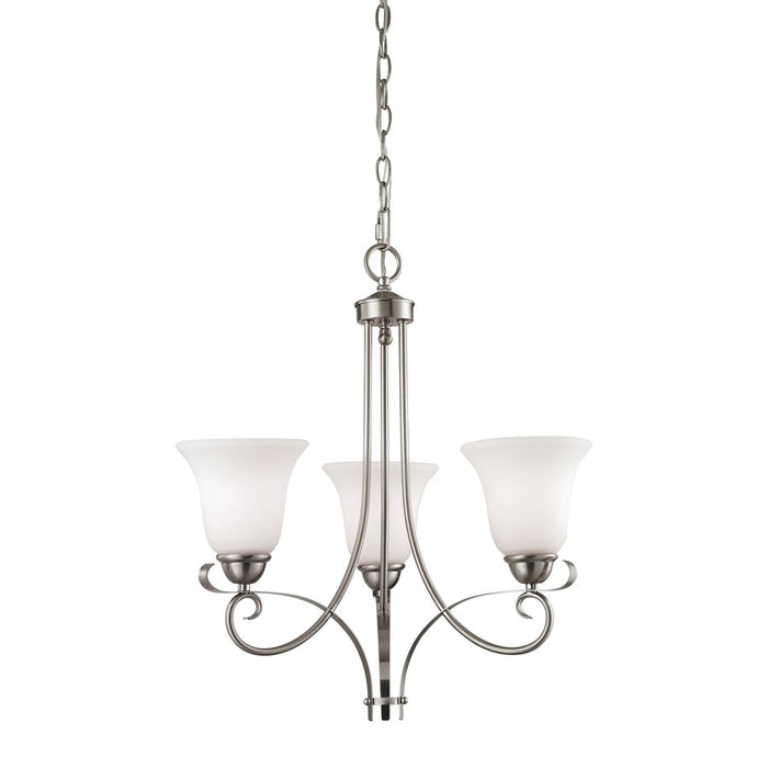 Atlas Lighting Brighton 20'' Wide 3Lt Chandelier, Nickel/White