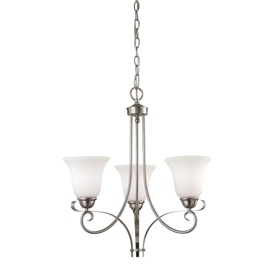 Atlas Lighting Brighton 20'' Wide 3Lt Chandelier, Nickel/White