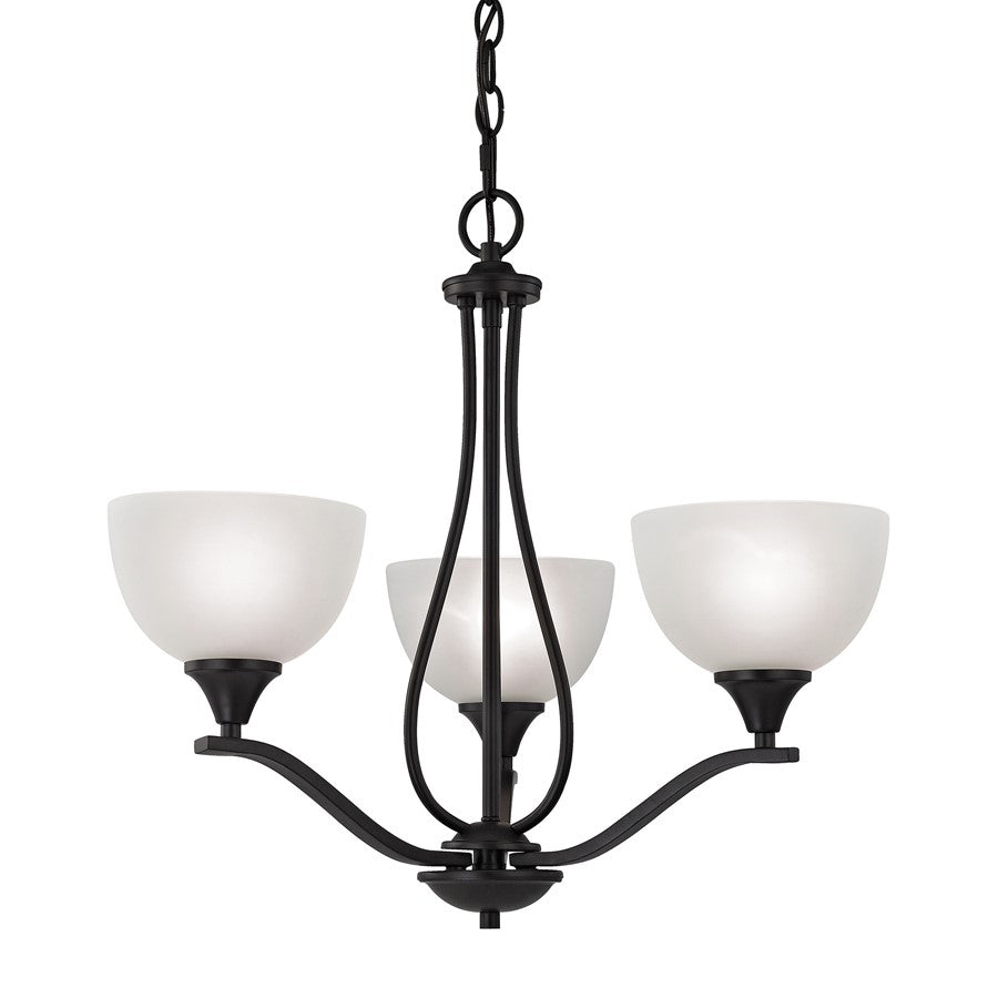 Atlas Lighting Bristol Lane 23'' Wide 3Lt Chandelier, Bronze/White