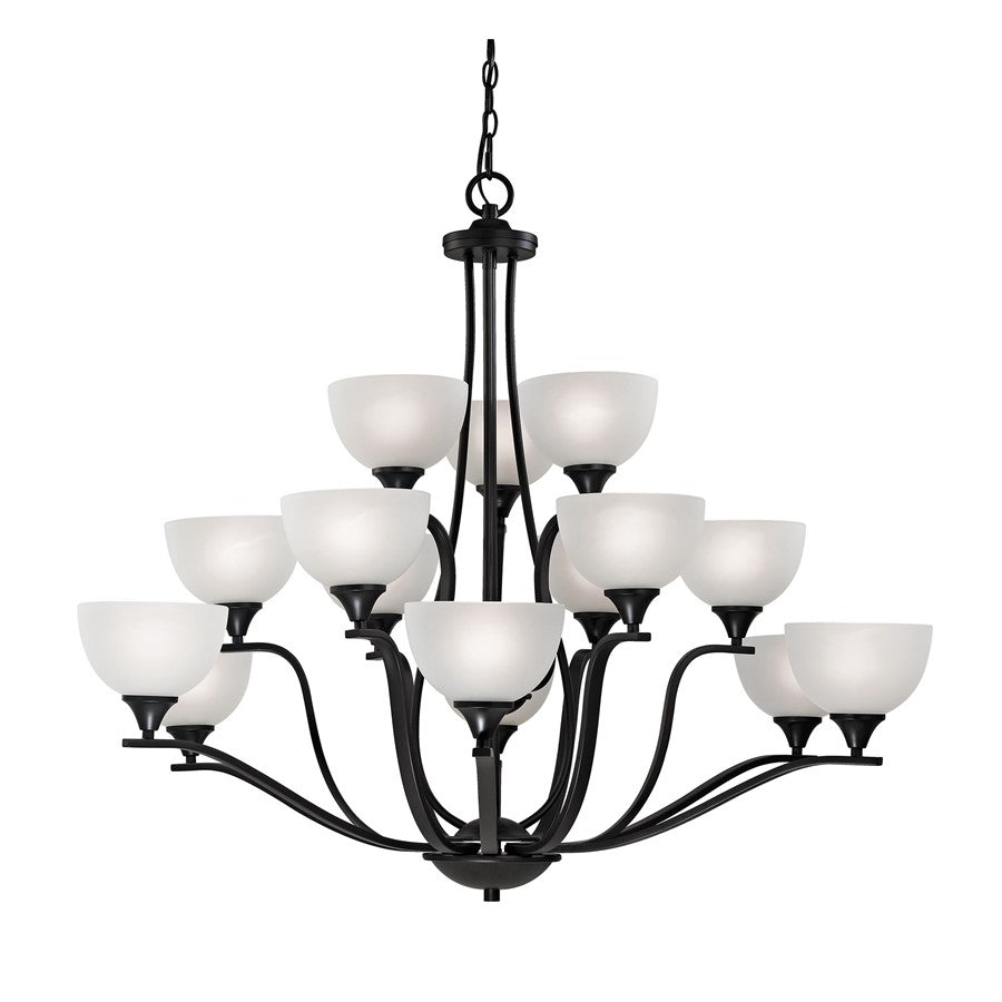 Atlas Lighting Bristol Lane 45'' Wide 15Lt Chandelier, Bronze/White
