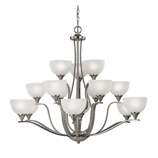 Atlas Lighting Bristol Lane 45'' Wide 15Lt Chandelier, Nickel/White