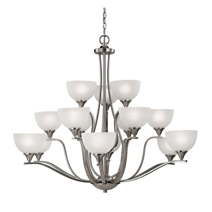 Atlas Lighting Bristol Lane 45'' Wide 15Lt Chandelier, Nickel/White