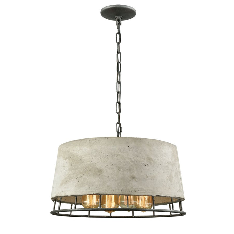 Atlas Lighting Brocca 18in 4-Light Chandelier | Modern Silverdust Iron and Gray Metal | Kitchen Island & Dining Room | Model CL11099-GY