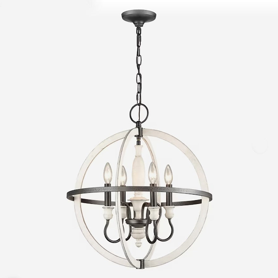 Atlas Lighting Brownell 20'' Wide 4Lt Chandelier, Anvil Iron