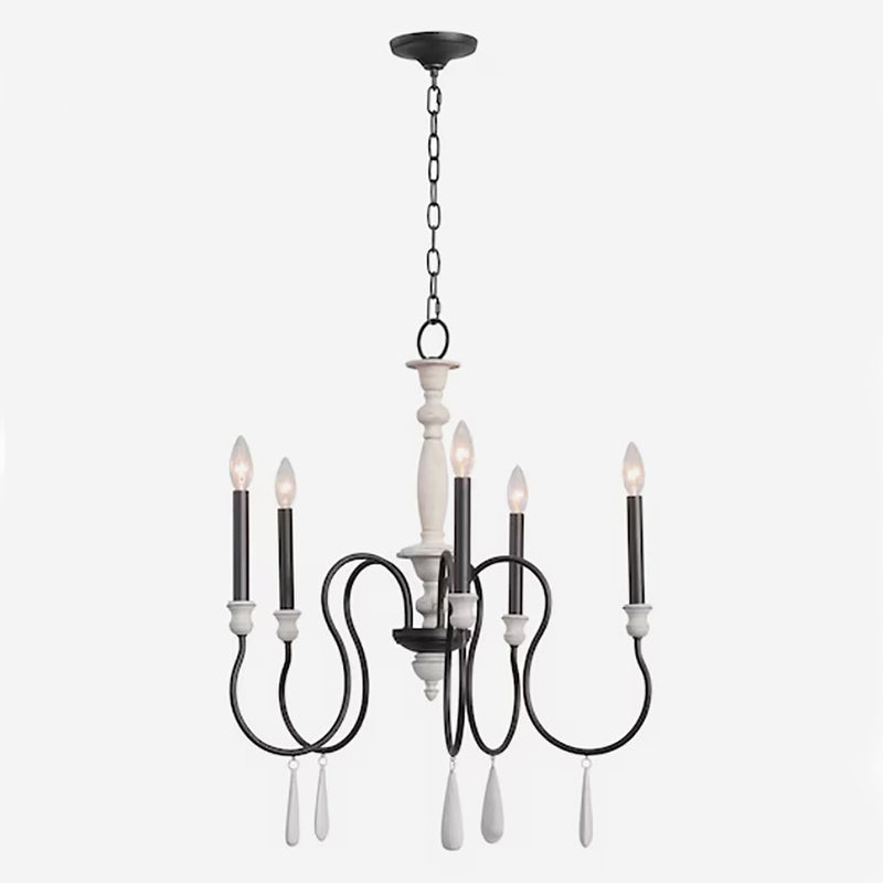 Atlas Lighting Brownell 24.5in 5-Light Chandelier | Traditional Charcoal Metal and Antique White | Dining Room & Kitchen Island | Model CL11102-BK