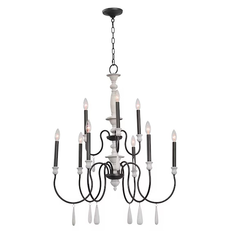 Atlas Lighting Brownell 30'' Wide 9Lt Chandelier, Anvil Iron