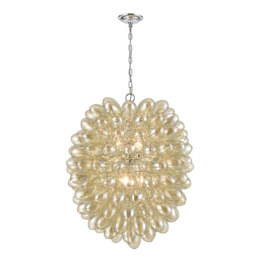 Atlas Lighting Bubble Up 26'' Wide 6Lt Chandelier, Chrome/AMber
