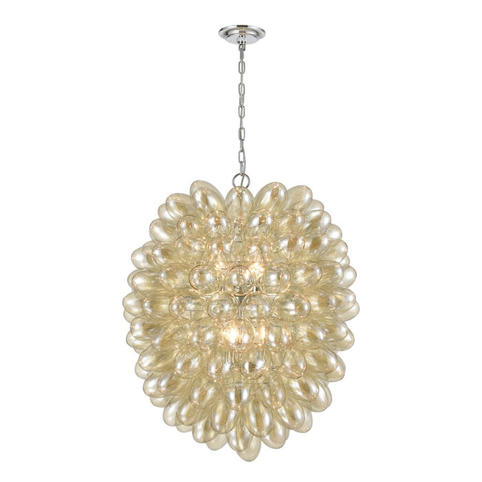 Atlas Lighting Bubble Up 26'' Wide 6Lt Chandelier, Chrome/AMber