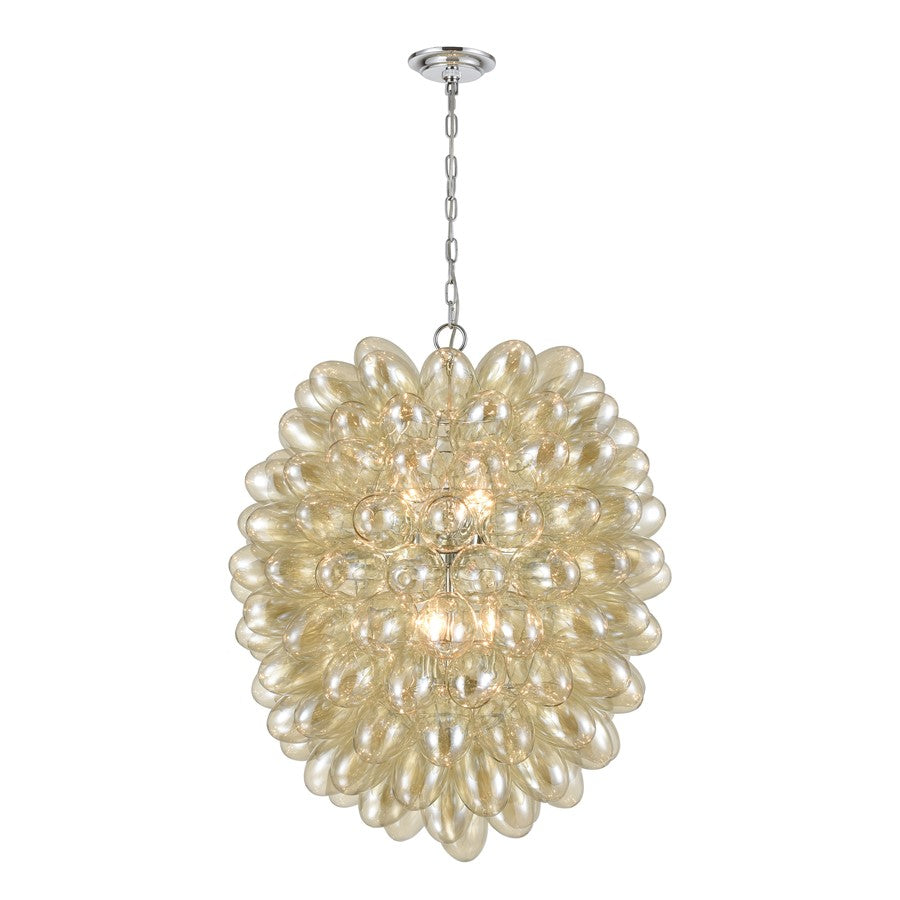 Atlas Lighting Bubble Up 26'' Wide 6Lt Chandelier, Chrome/AMber