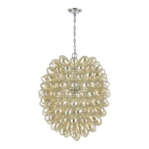 Atlas Lighting Bubble Up 26'' Wide 6Lt Chandelier, Chrome/AMber