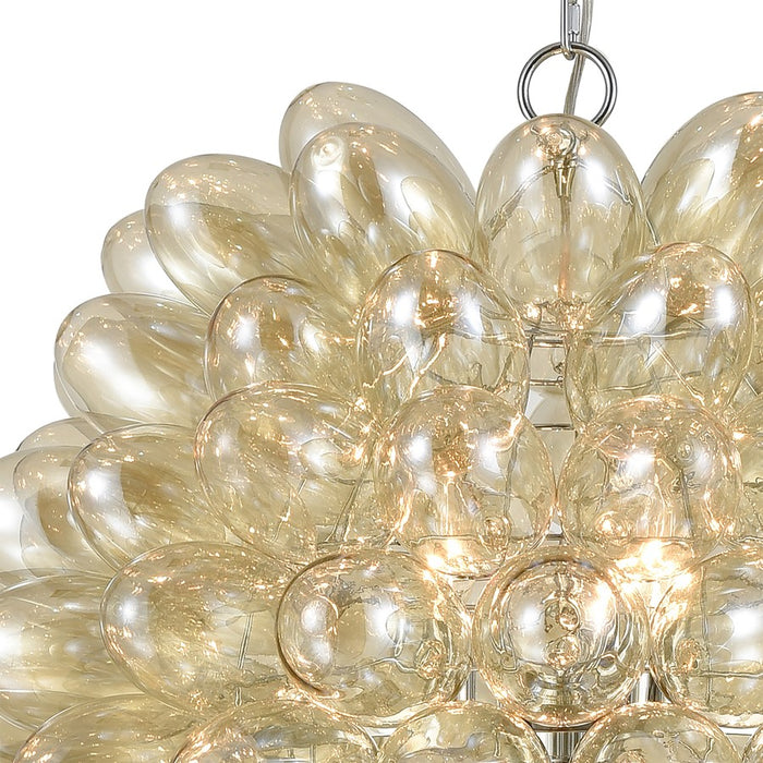 Atlas Lighting Bubble Up 26'' Wide 6Lt Chandelier, Chrome/AMber