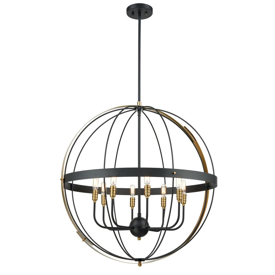Atlas Lighting Caldwell 32'' Wide 8Lt Chandelier, Matte Black